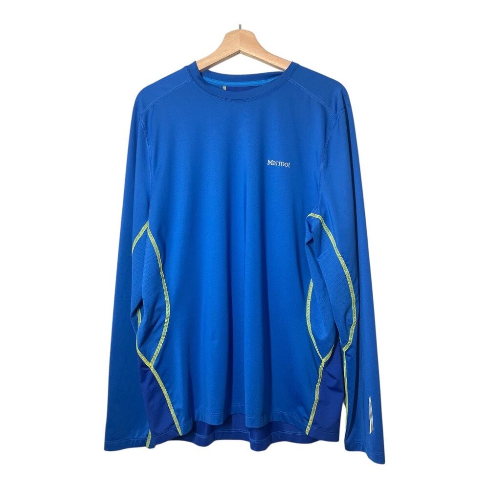 Marmot  Mens Blue Long Sleeve Shirt Athletic  Mens Large Royal Colbalt LS 60230